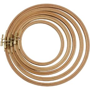 5 Pieces Embroidery Hoop Set, Beech Wood Cross Stitch Hoop Frames, 5 inch to 9 inch Hoops for Embroidery and Cross Stitch