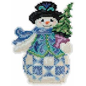 Mill Hill Evergreen Snowman Beaded Counted Cross Stitch Ornament Kit 2015 Jim Shore