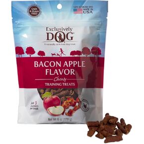 Exclusively Dog Chewy Training Treats Bacon Apple Flavor Grain Free Gluten Free, Made in The USA, 6 oz.