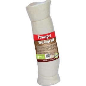 Powerpet Treats Beef Cheek Rolls for Dogs - Promotes Dental Hygiene - 100% Natural & Highly Digestible - High Protein, Low Fat Breeds - No Rawhide - Healthy Chew Treats - 5 Rolls