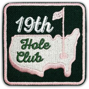 19Th Hole Club Patch 3 Inches Iron On/Sew On Embroidered Applique Patch for Clothes Backpacks Hats, Funny Golf Gift for Golfer DIY Accessories Gifts for Mom Dad Friends Coworkers