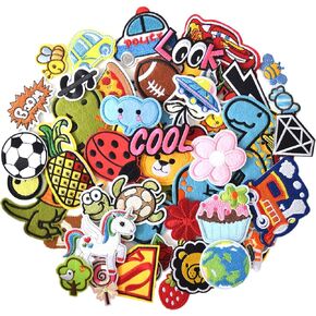 J.CARP 60Pcs Random Assorted Iron on Patches, Cute Sewing Applique for Jackets, Hats, Backpacks, Jeans, DIY Accessories, Style 2