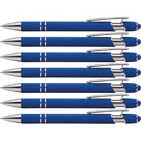 Rubberized Soft Touch | Burst of Color | Ballpoint Pen with Stylus Tip a stylish, premium metal pen, black ink, medium point (Assorted, 7)