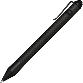 Cool Hand 5.9'' Bazooka Style Bolt Action Pen with Stylus for Touchscreen, Carbon Fiber Body, w/Pocket Clip, Ballpoint Ink Refillable, Glass Breaker Replaceable Parts Included, Black