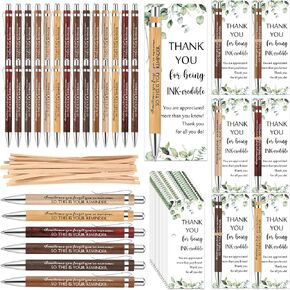 Yeaqee 36 Set Employee Appreciation Gifts Wooden Bamboo Retractable Pens with Thank You Gifts Bookmark Cards for Social Worker Coworker Staff Office Supplies(6 Colors,May You Proud Sign) in Saudi Arabia