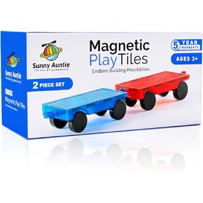 Magnetic Tiles - 2 Cars, Addition to Magnetic Tiles Set, Toy for 3 4 5 6 7 8 Year Old Boys Girls Kids & Toddlers, Magnetic Blocks Building Set, Magnetic Tiles for Kids, STEM Building Toy