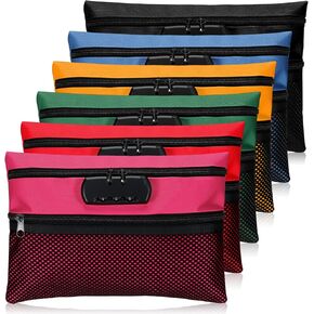 6 Pcs Money Bag with Lock Double Layer Locking Accessories Pouch 11.02 x 7.87 Inches Locking Bank Bag Cash Bag Lockable Storage Bag with Zipper for Cash Passports Notary Supplies(Colorful)