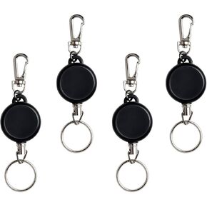 حامل مفتاح Supkiir ، سلسلة مفاتيح حامل شارة قابلة للسحب لـ Key Lanyard ID بكرات شارة Carabiner مع حبل الأسلاك الفولاذية ، حلقة المفتاح (4)
