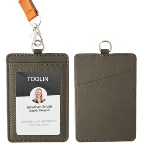 حامل شارة الهوية الجلدية ، حامل بطاقة ائتمان مرنة مرنة ضئيلة ، حامل بطاقة ائتمان رأسية للرجال والنساء مع حبل الرقبة (أسود أ) in Kuwait