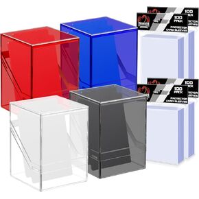 Homthy 6 Pack Card Deck Boxes, Card Deck Cases with 600 PCS Matte Card Sleeves, Commander Deck Boxes Trading Card Storager Fit for MTG, TCG, Sport Cards (6 colors)