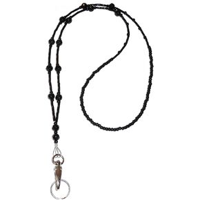 Women's Simple White Strong Beaded Lanyard, for ID Badge Card Holder Teacher Cruise Keys Keychain Phone