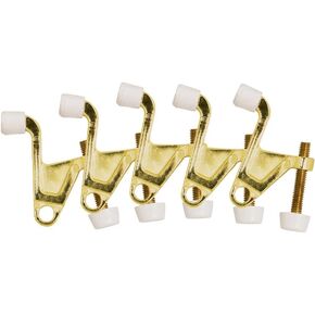 Jumbo Hinge Pin Door Stop Wall Protector with Rubber Tip, Design House Polished Brass Adjustable Door Stoppers, 5-Pack, 181818