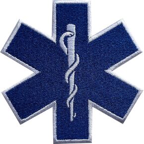EMS EMT Star of Life Patch, Sew On Iron On Blue Medical Paramedic Ambulance Embroidery Patches for Clothes Backpacks Hats Jeans Bags, Embroidered Patches, DIY Iron On Patch for Doctors Nurses