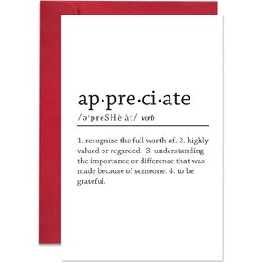 Ogeby Cute Appreciate Definition Card, Funny Thank You Card for Him Her, Lovely Thankful Greeting Card for Teacher Boss