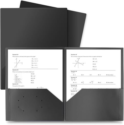 Dunwell Plastic Folders with Pockets (Black, 3 Pack), 2 Pocket Poly Folders for School, Home or Office, Durable Acid-Free Poly, Includes Removable Adhesive Labels in Kuwait