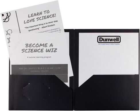 Dunwell Plastic Folders with Pockets (Black, 3 Pack), 2 Pocket Poly Folders for School, Home or Office, Durable Acid-Free Poly, Includes Removable Adhesive Labels in Kuwait