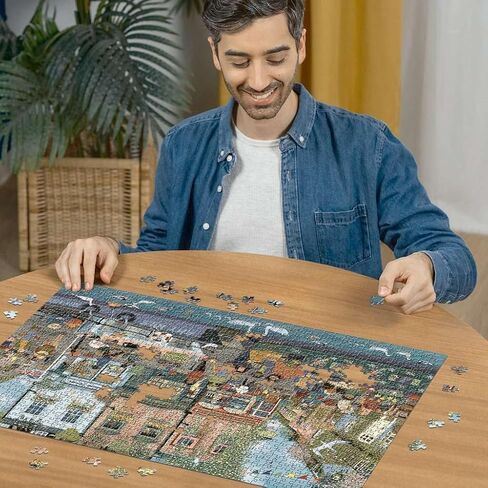 Ravensburger Riverside Town 1000 Piece Jigsaw Puzzle for Adults | Unique, Pieces | Anti-Glare Surface | FSC Certified, Eco-Friendly | Amazon Exclusive in Saudi Arabia