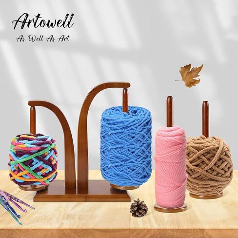 ARTOWELL Accessory Replacement Spindles, Exclusively Compatible with Artowell Brand Dual-Axle Yarn Holder ASIN:B0CKS1TSV6 (One Long and One Short Set，Walnut-Colored Finish) in Saudi Arabia