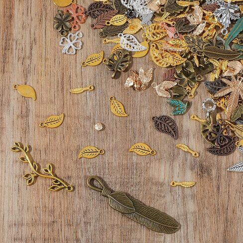 Vintage Flower Charms, 100 Grams Assorted Color Steampunk Floral Metal Antique Pendant Flower Charm DIY Steampunk Leaf Rose Plant Maple Charms for Halloween Craft Jewelry Making Accessory in Saudi Arabia