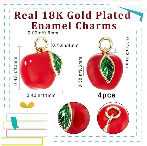 Beebeecraft 1 Box 18K Gold Plated Enamel Slipper Shoe/Bunny/Rainbow/Apple/Mushroom/Clown Charms for Bracelets Jewelry Making in Saudi Arabia