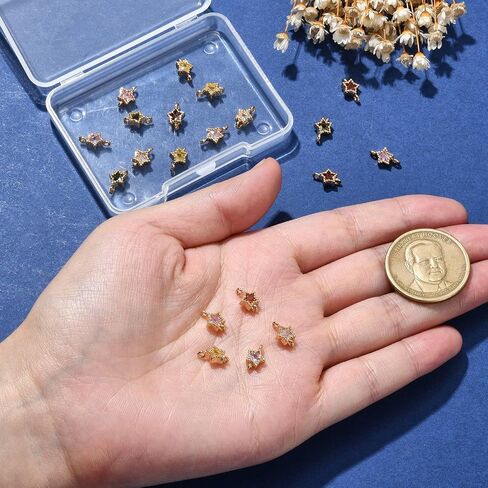 Ipotkitt 200 Pcs 8 Styles Platinum & Gold Brass Cubic Zircon Connector Charms Rhinestone Links Charms Flat Round Birthstone Charms Clear Crystal Connectors Charms for DIY Gift Jewelry Making in Saudi Arabia