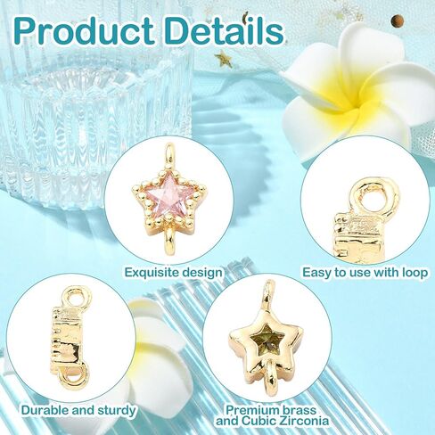 Ipotkitt 200 Pcs 8 Styles Platinum & Gold Brass Cubic Zircon Connector Charms Rhinestone Links Charms Flat Round Birthstone Charms Clear Crystal Connectors Charms for DIY Gift Jewelry Making in Saudi Arabia