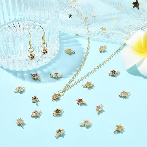 Ipotkitt 200 Pcs 8 Styles Platinum & Gold Brass Cubic Zircon Connector Charms Rhinestone Links Charms Flat Round Birthstone Charms Clear Crystal Connectors Charms for DIY Gift Jewelry Making in Saudi Arabia