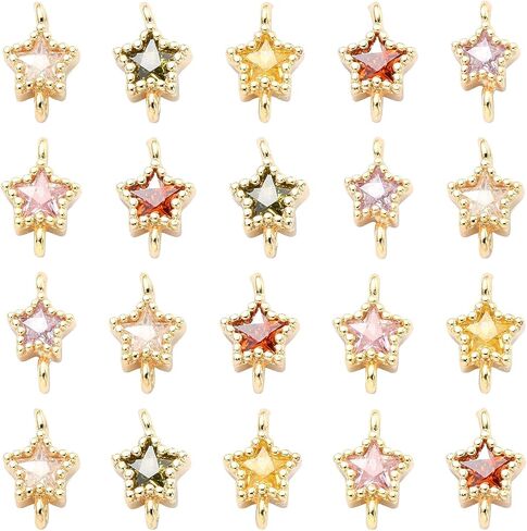 Ipotkitt 200 Pcs 8 Styles Platinum & Gold Brass Cubic Zircon Connector Charms Rhinestone Links Charms Flat Round Birthstone Charms Clear Crystal Connectors Charms for DIY Gift Jewelry Making in Saudi Arabia