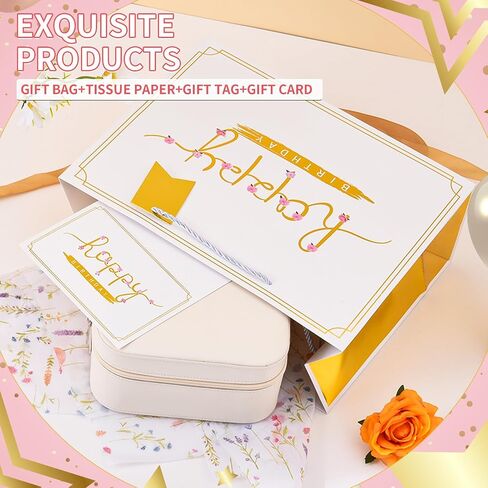 souloduce White ‘Happy Birthday’ Gift Bag Collection, 13" Medium Size, with Tissue Paper and Greeting Card, featuring Hot Stamping, Ideal for Men and Women, Birthday Celebrations (1 Piece) in Saudi Arabia