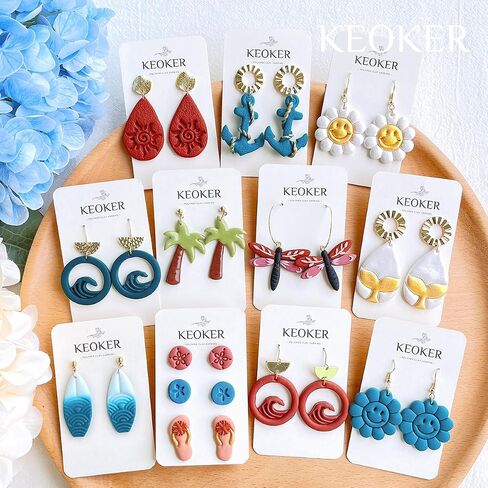 Keoker Polymer Clay Cutters, Summer Clay Cutters, Polymer Clay Cutters for Earrings Jewelry Making, 12 Shapes Flower Clay Earrings Cutters in Saudi Arabia