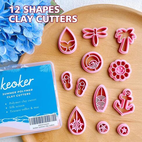 Keoker Polymer Clay Cutters, Summer Clay Cutters, Polymer Clay Cutters for Earrings Jewelry Making, 12 Shapes Flower Clay Earrings Cutters in Saudi Arabia