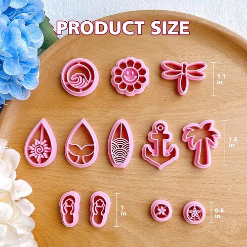 Keoker Polymer Clay Cutters, Summer Clay Cutters, Polymer Clay Cutters for Earrings Jewelry Making, 12 Shapes Flower Clay Earrings Cutters in Saudi Arabia