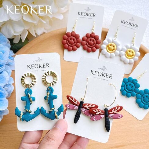 Keoker Polymer Clay Cutters, Summer Clay Cutters, Polymer Clay Cutters for Earrings Jewelry Making, 12 Shapes Flower Clay Earrings Cutters in Saudi Arabia