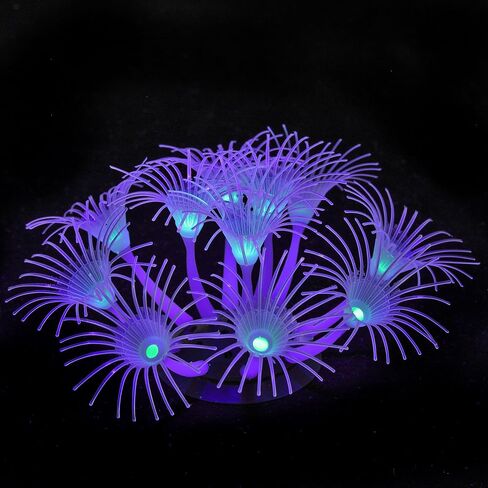 Glowing Fish Tank Decorations Plants, 5 pcs Glow Aquarium Decoration Plants Kit Glowing Sea Anemone Coral Ornaments in Kuwait