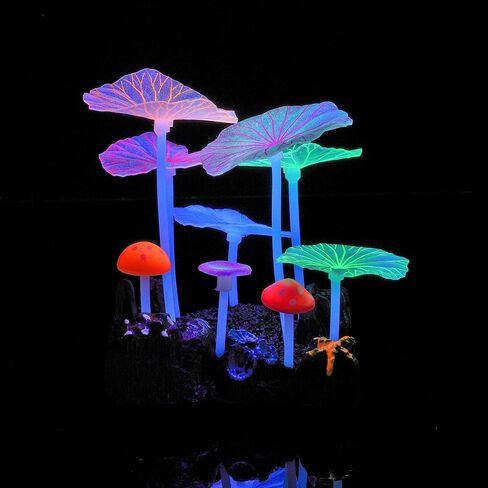 Glowing Fish Tank Decorations Plants, 5 pcs Glow Aquarium Decoration Plants Kit Glowing Sea Anemone Coral Ornaments in Kuwait