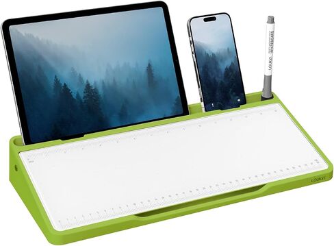 LOUKIN Glass Desktop Whiteboard, 15.3" x 5.6" Desktop Dry Erase Board with Dotted and Graduated Surface, Great for Design and Drawing, 3 Markers and 1 Dry Erase Eraser Included (Sky Blue) in Saudi Arabia