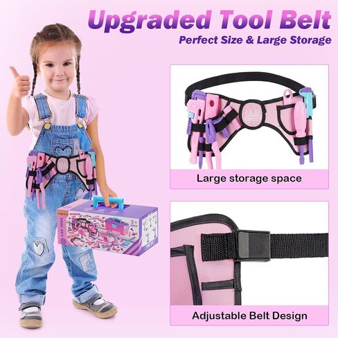 مجموعة أدوات Kids ، 67 PCS Pink Kids Tool Box للفتيات ، حفر ألعاب الإلكترونية والغريس ، Play Play Girls Toys Tools Kit & حزام ، أفكار هدايا عيد الميلاد in Kuwait