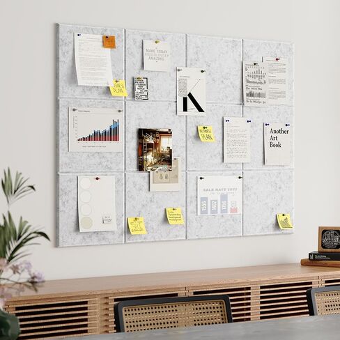 Felt Cork Board for Wall: Extra Large Bulletin Board for Office - 0.35 Inch Thick Corkboard Tiles 6 PCS Black Pin Board Squares Adhesive in Saudi Arabia