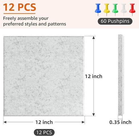 Felt Cork Board for Wall: Extra Large Bulletin Board for Office - 0.35 Inch Thick Corkboard Tiles 6 PCS Black Pin Board Squares Adhesive in Saudi Arabia