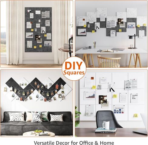 Felt Cork Board for Wall: Extra Large Bulletin Board for Office - 0.35 Inch Thick Corkboard Tiles 6 PCS Black Pin Board Squares Adhesive in Saudi Arabia
