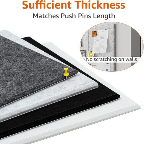 Felt Cork Board for Wall: Extra Large Bulletin Board for Office - 0.35 Inch Thick Corkboard Tiles 6 PCS Black Pin Board Squares Adhesive in Saudi Arabia