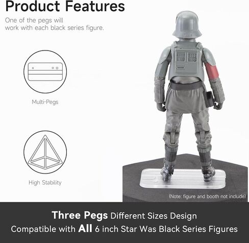 32 Pieces Plastic Action Figure Display Stand Base ,Multi-PEG Model Support Stand Compatible with 6 inch Star Wars Black Series Figure Toy (32PCS-Black-Round) in Saudi Arabia