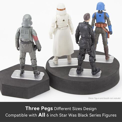 32 Pieces Plastic Action Figure Display Stand Base ,Multi-PEG Model Support Stand Compatible with 6 inch Star Wars Black Series Figure Toy (32PCS-Black-Round) in Saudi Arabia