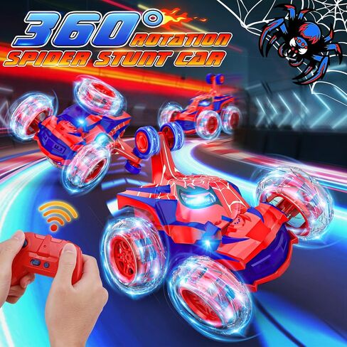 Remote Control Car Stunt RC Cars 360° Rotating with 2.4GHz Rechargeable Wheel Lights Toys Car Gift for Boys 3 4 5 6 7 8 9 10 11 12 (Red) in Kuwait