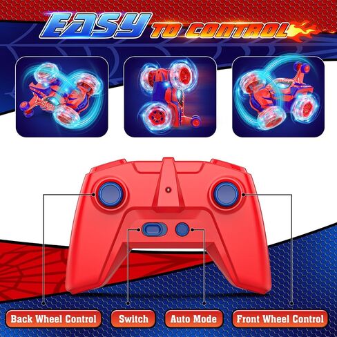 Remote Control Car Stunt RC Cars 360° Rotating with 2.4GHz Rechargeable Wheel Lights Toys Car Gift for Boys 3 4 5 6 7 8 9 10 11 12 (Red) in Kuwait