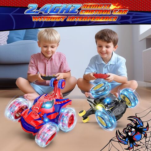 Remote Control Car Stunt RC Cars 360° Rotating with 2.4GHz Rechargeable Wheel Lights Toys Car Gift for Boys 3 4 5 6 7 8 9 10 11 12 (Red) in Kuwait