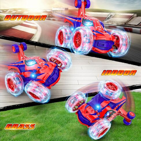 Remote Control Car Stunt RC Cars 360° Rotating with 2.4GHz Rechargeable Wheel Lights Toys Car Gift for Boys 3 4 5 6 7 8 9 10 11 12 (Red) in Kuwait