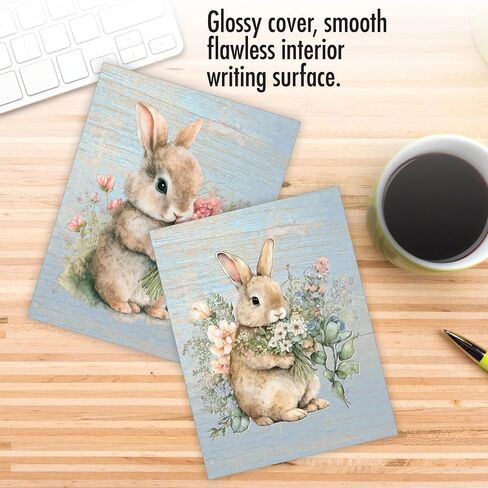 The Best Card Company 20 Assorted Easter Note Cards Bulk Box Set 4 x 5.12 Inch with Envelopes (10 Designs, 2 Each) Bunnies With Flowers AM10991EAG-B2x10 in Kuwait