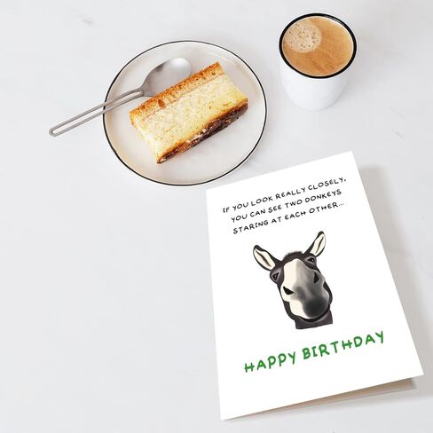 Chenive Funny Donkey Birthday for Him Her, Quirky Birthday Card for Friend Brother Sister, Humorous Birthday Greeting Card for Men Women, Two Donkeys Staring at Each Other in Kuwait