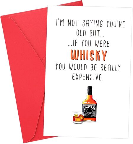 Funny Whiskey Birthday Card, 8.07x5.3 Inch Whiskey Greeting Birthday Card Humor Birthday Card Whiskey Themed Decoration for Him Her 30th 40th 50th 60th 70th Happy Birthday Party Decor (Wooden Barrel) in Kuwait